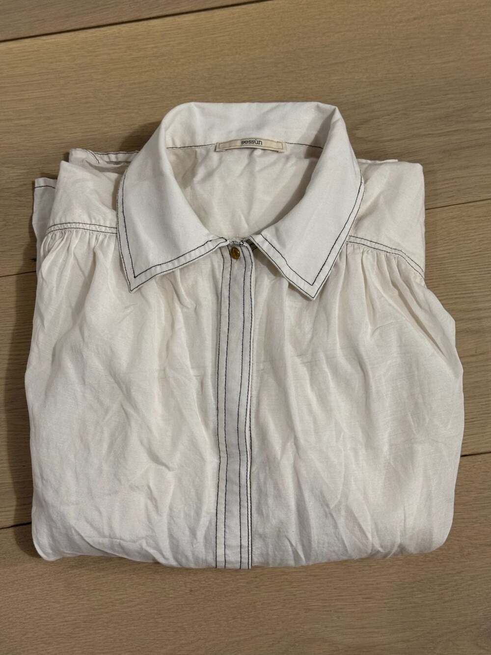 Sessùn long sleeve button-down blouse with contrast stitching